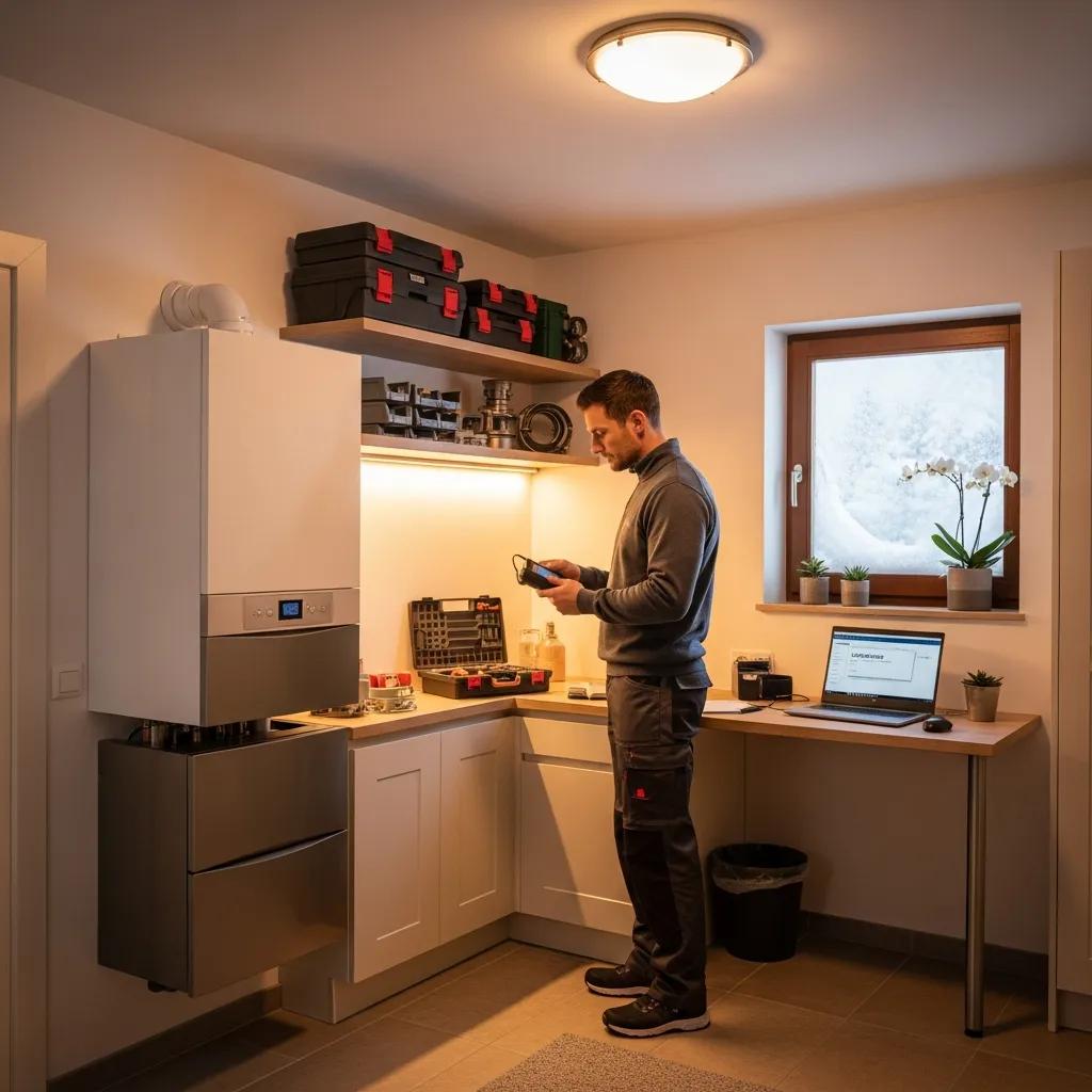 HVAC Blog Modern boiler in a home's utility room — professional boiler services